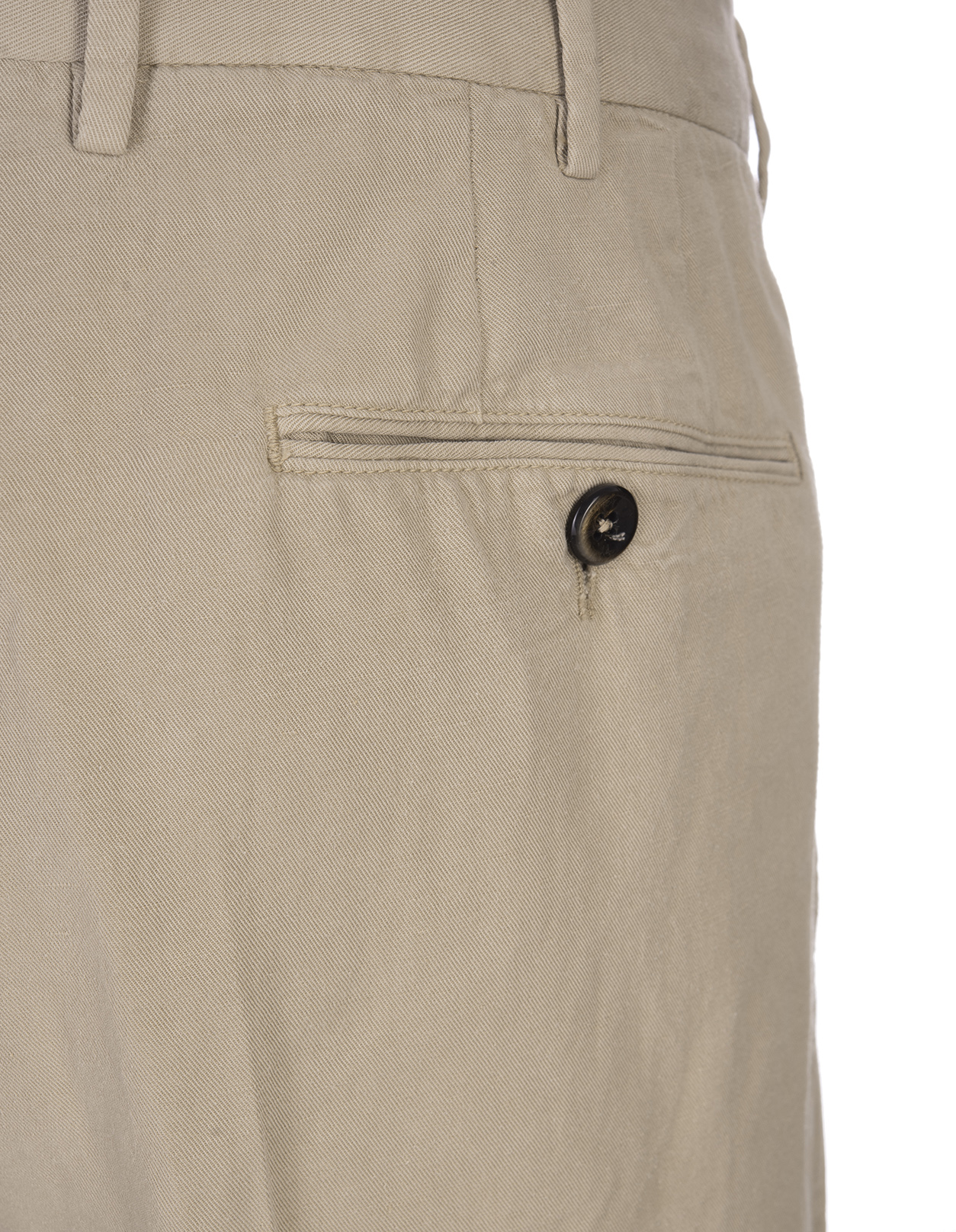 Beige Linen Blend Slim Fit Trousers - PT TORINO - Russocapri